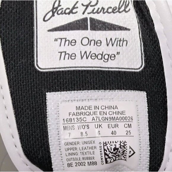 Converse Jack Purcell White Low-Top Unisex Sneakers 8E 2002 M88 Leather Upper Ru - Picture 5 of 7